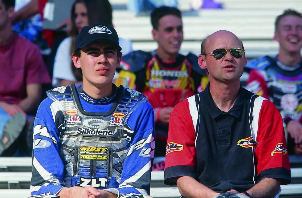David Vuillemin and his dad watch some supercross.