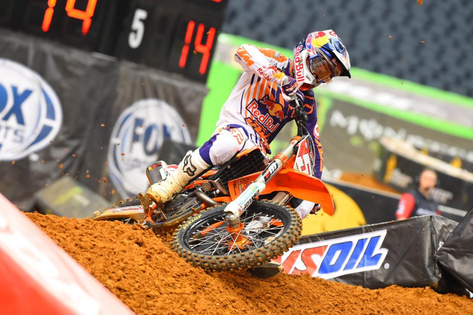 Dungey demonstrates the real, roostable dirt here, totally different than the old Dallas dirt.