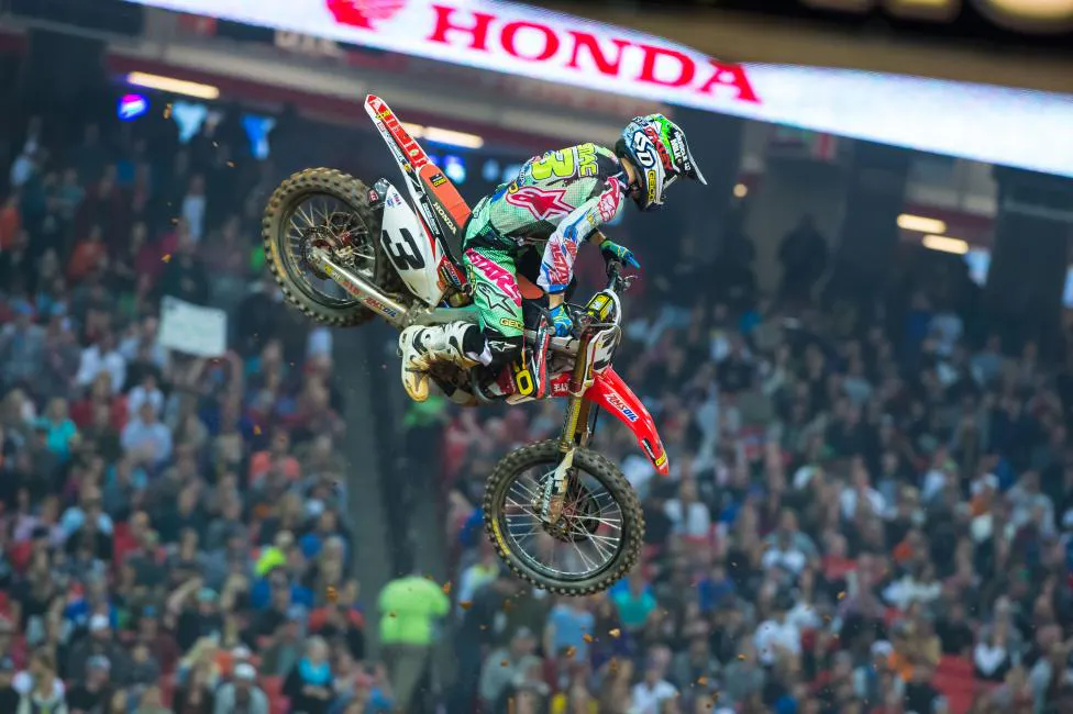 Eli Tomac, who finished in second place, crossed the finish line over five seconds after winner Ryan Dungey. 