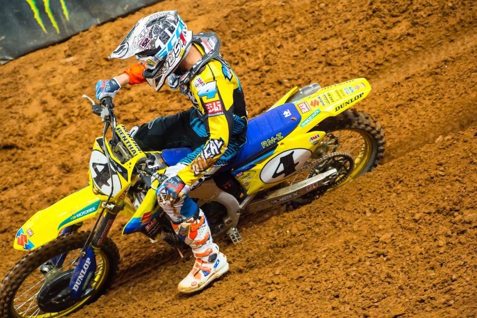 Baggett's Suzuki look skewed older; we're thinking the RM glory days of the Bomber and the Rhinestone Cowboy. Google it, kids.