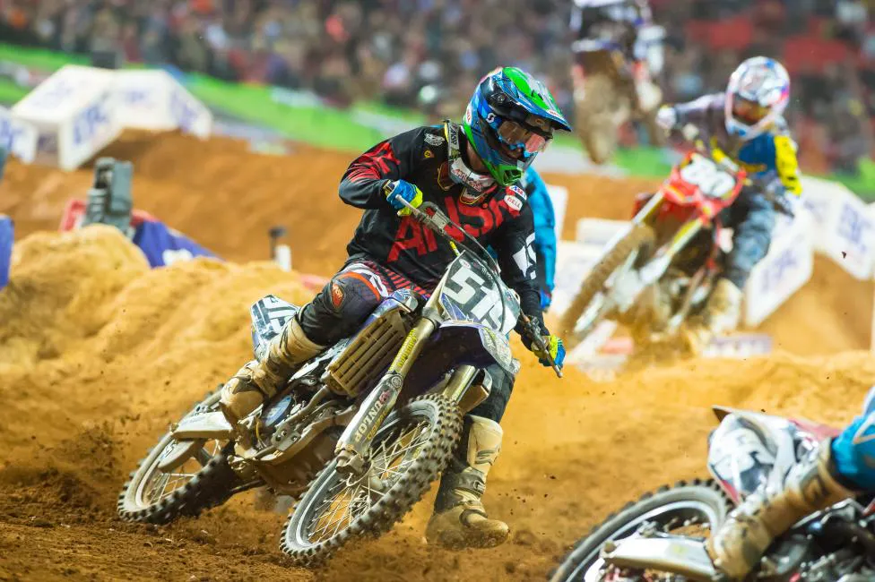 Cartwright, a rookie, made his first even main and admitted it was a lot more tiring to do fifteen laps in a race than on the practice track. Now he's off to arenacross thanks to a deal with the Thermotec squad.