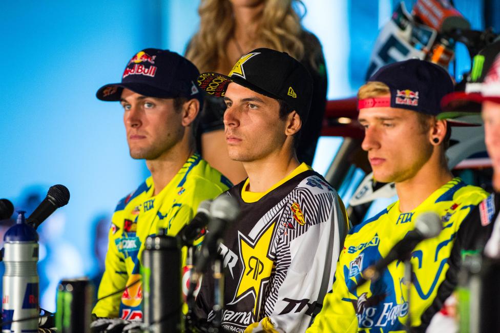 Jason Anderson (center) trains and competes with Ryan Dungey (far left) and Ken Roczen.  