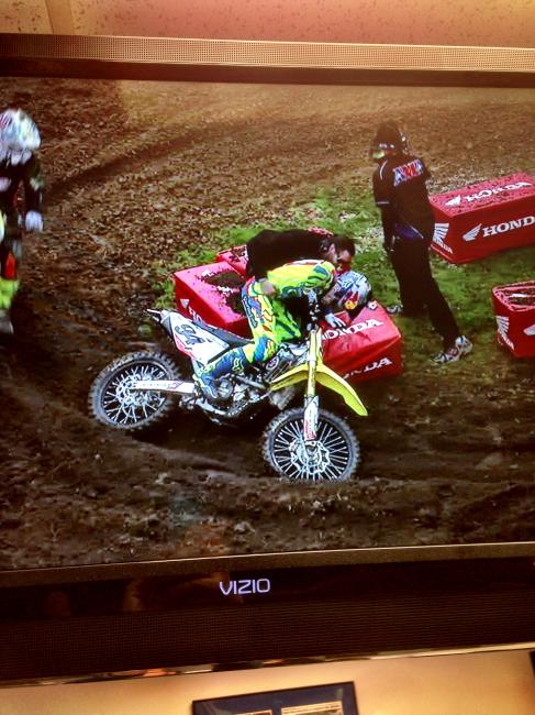 We snapped this photo while watching Ken Roczen in practice in the Daytona press room. It looks painful, but the forced time off might be the best thing for him.