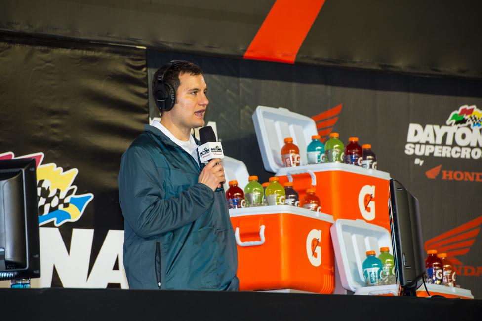 Weege apparently gets very thirsty while announcing. 