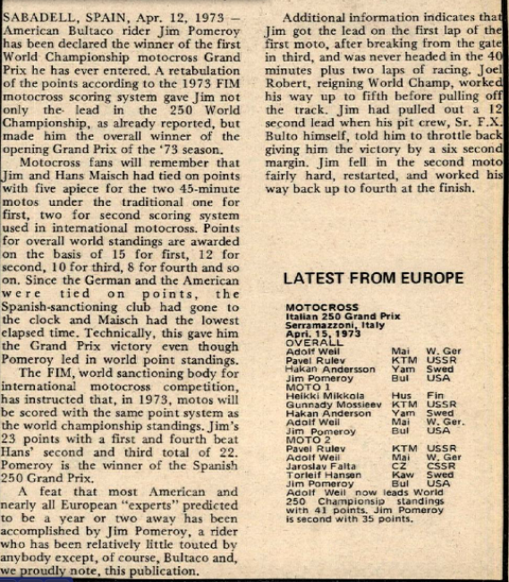 Jim Gibson in 1982 at the Motocross of Nations, where he joined Team USA’s Danny “Magoo” Chandler, Johnny O’Mara and David Bailey on the winning side.