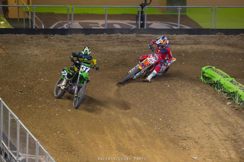 Joey Savatgy (37) found the podium again in Detroit. Marvin Musquin joined him on the podium. 