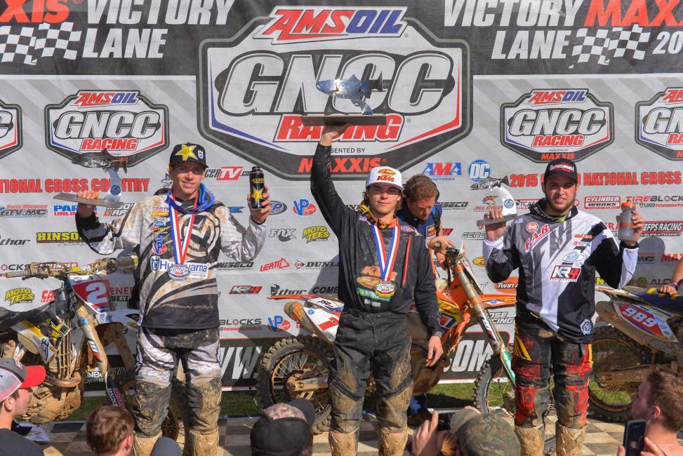 XC1 Podium: (left) Josh Strang, Kailub Russell, (right) Thad DuVall