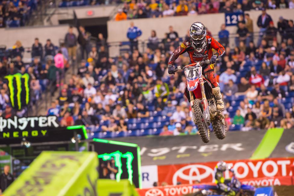 Trey Canard was second in the points until he crashed out of contention with just a handful of rounds left. 