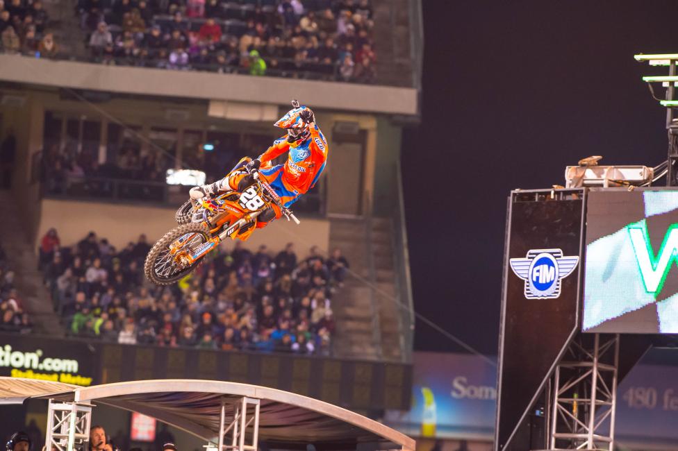 On the other end, Lucas Oil/Troy Lee Designs switched to KTMs and didn't miss a beat. Jessy Nelson had the goods to score his first-ever SX win in the 250 class.