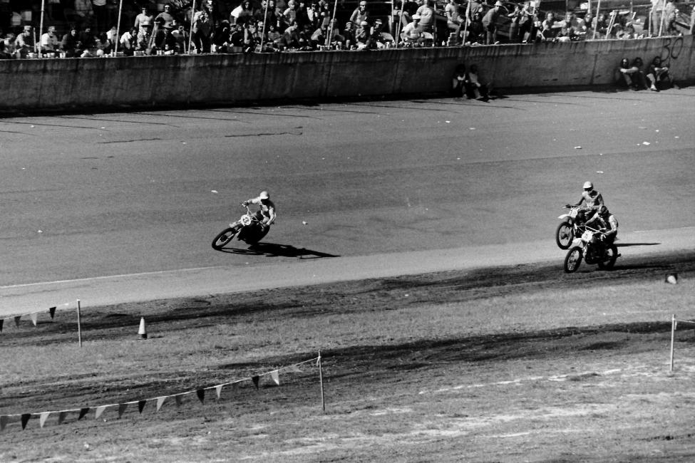 Tony DiStefano goes all NASCAR on the field in 1975.