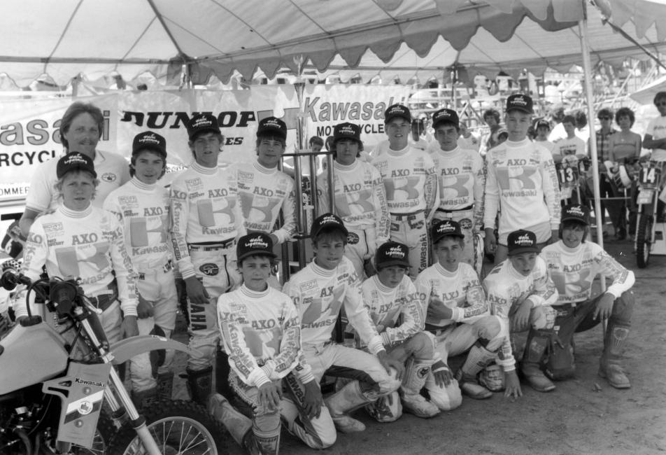 How many guys can you ID in this photo from the 1985 Kawasaki Race of Champions at the World Mini Grand Prix?