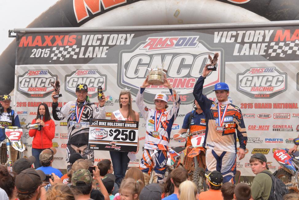 XC1 Podium: (left) Josh Strang, (center) Miss Union County Caitlin Russell, (center) Kailub Russell, (right) Grant Baylor.