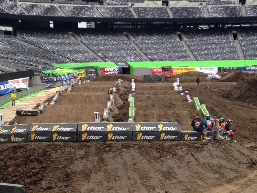 Meanwhile, back at the stadium, local products Justin Barcia and Nick Desiderio joined the party and showed NYC media types just what supercross is really like. 