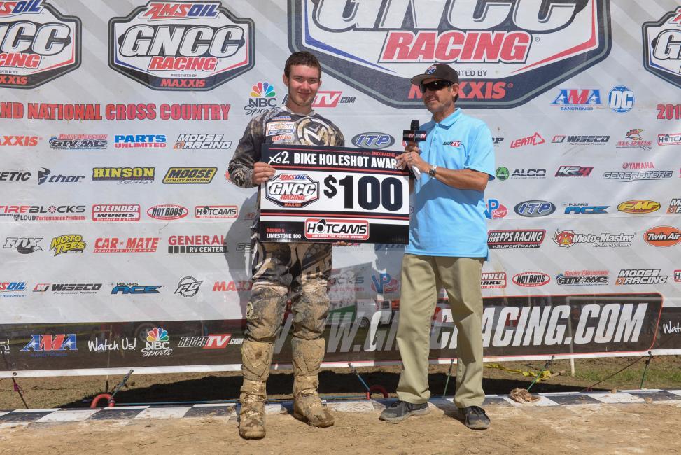 Ryder Lafftery captured the $100 Hot Cams XC2 Pro Lites Holeshot Award.