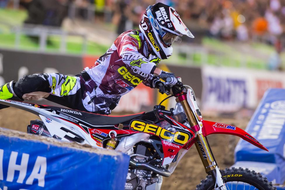 Then Tomac overshot a double slightly and came into a corner too hard, and lost the front end. He got up quick, but Dungey was gone.