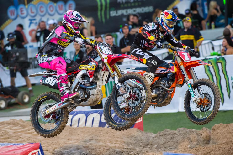 Musquin made a mistake...in a heat race. RJ Hampshire was able to challenge him but then made a mistake of his own. That was it for challengers for the Frenchman. 