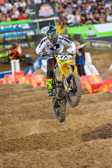 Vicki Golden got it done--she made the night show! Yes, a lot of top riders didn't line up for the 250 race in Vegas, but she was 35th fastest out of 41, so she earned some spots on her own. She didn't make the main, but the night show was enough for history. 