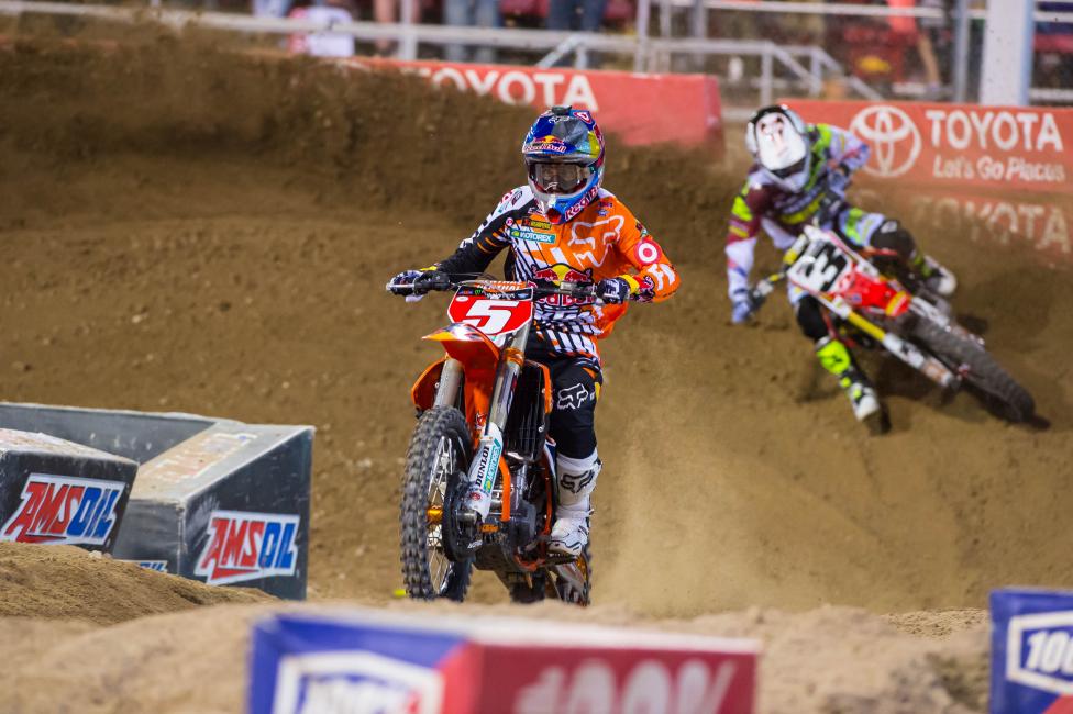 Dungey and Eli Tomac battled for part of the main. Dungey ended up with the advantage.