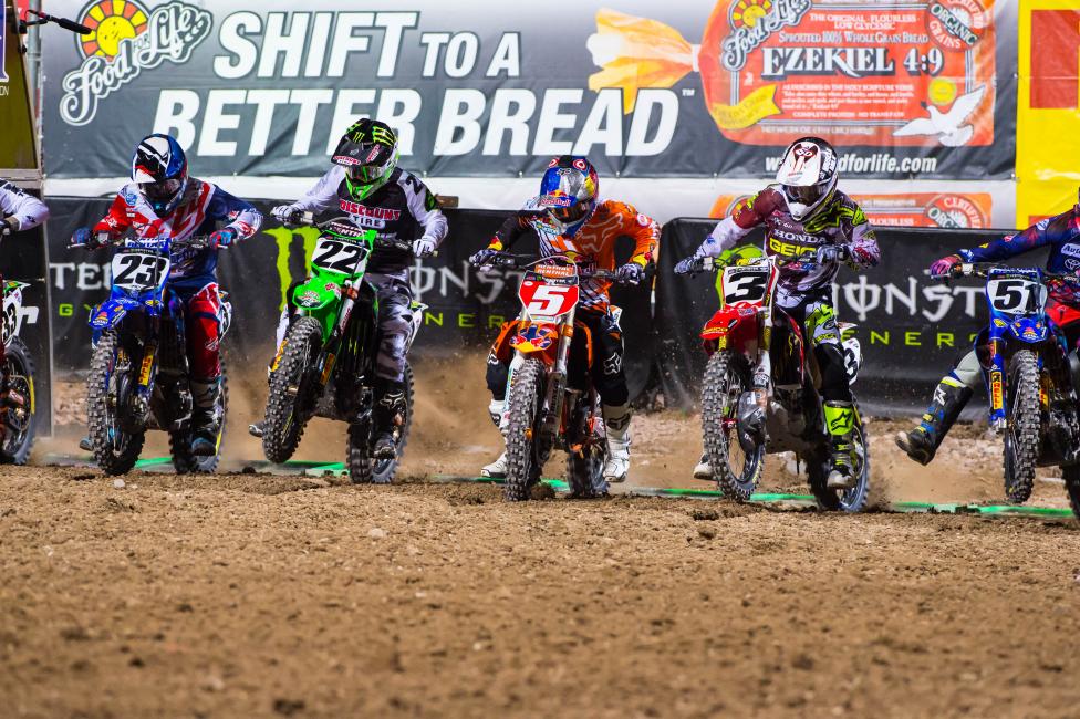 The race started outside the stadium this round.