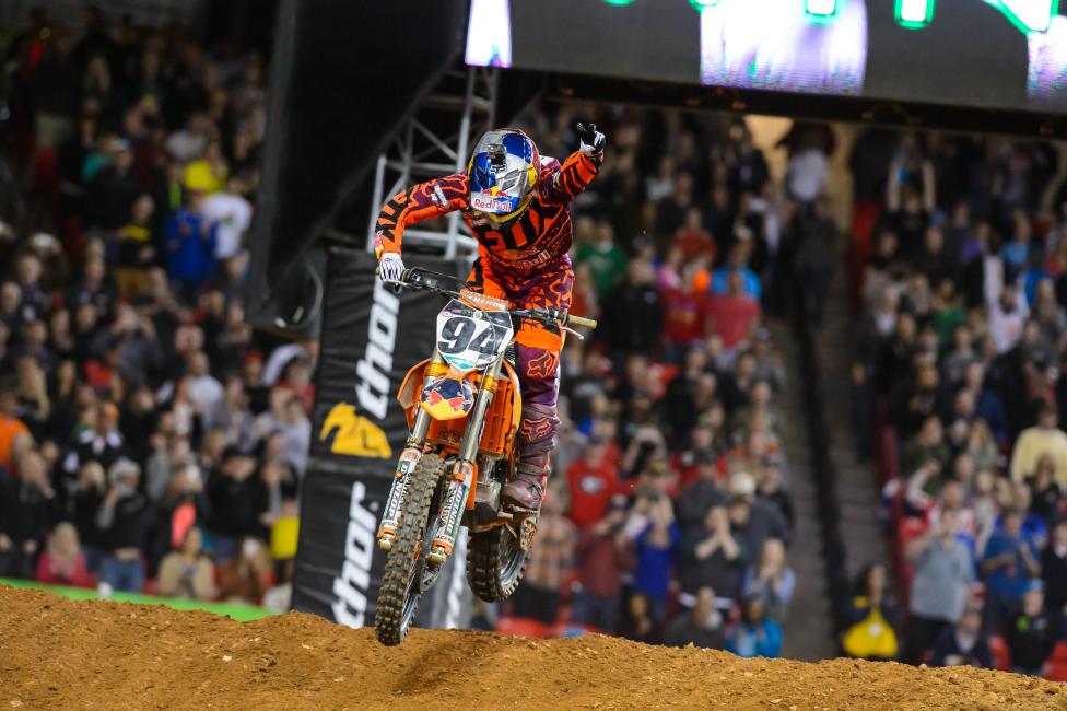 Ken Roczen won twice in his rookie 450SX season and finished third in points. 