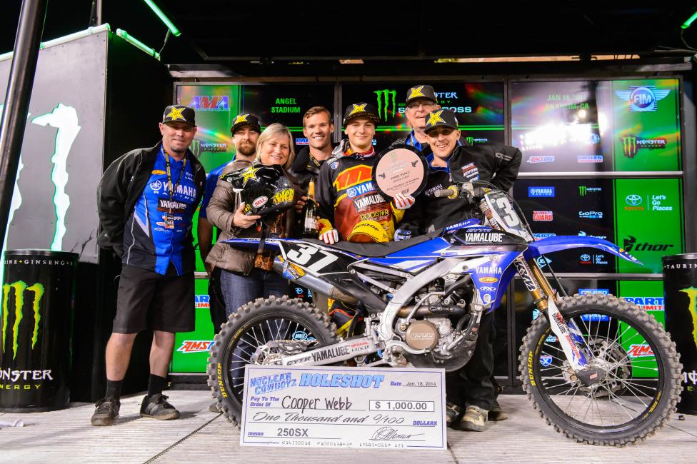 In his rookie season in 2014, Cooper Webb finished fifth in points and had three podiums.