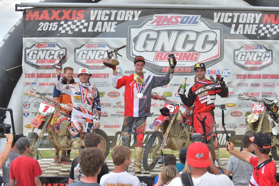 XC1 Podium: Chris Bach (center), Kailub Russell (left) and Ryan Sipes (right).