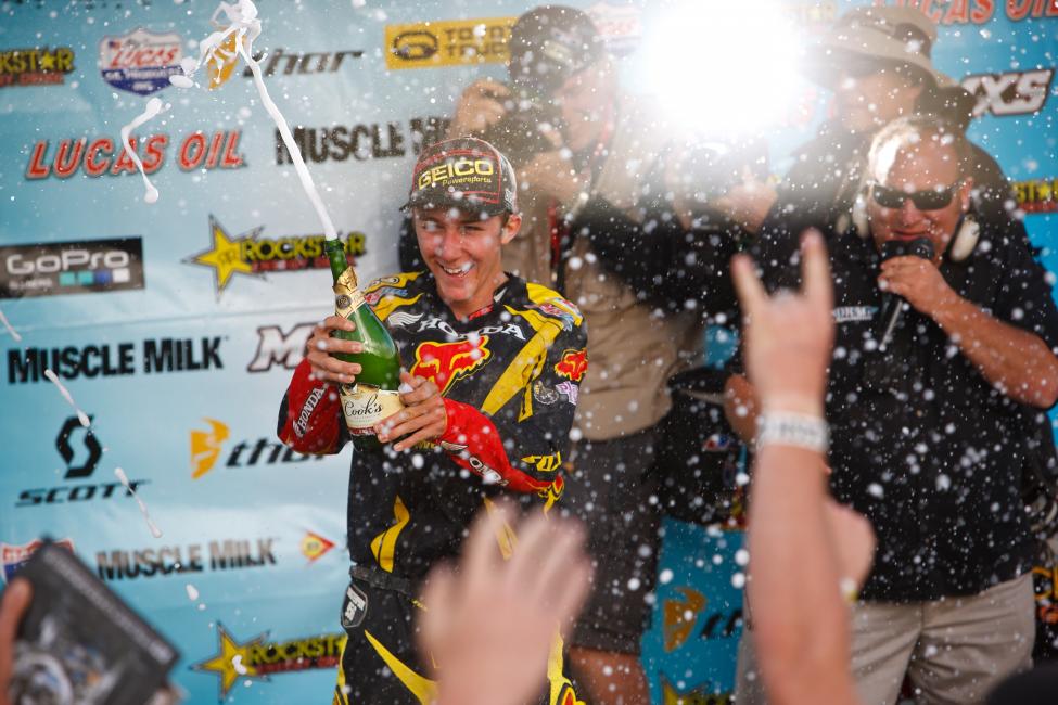  Eli Tomac after winning his first pro race, which just happened to be the Hangtown opener for 2010. 