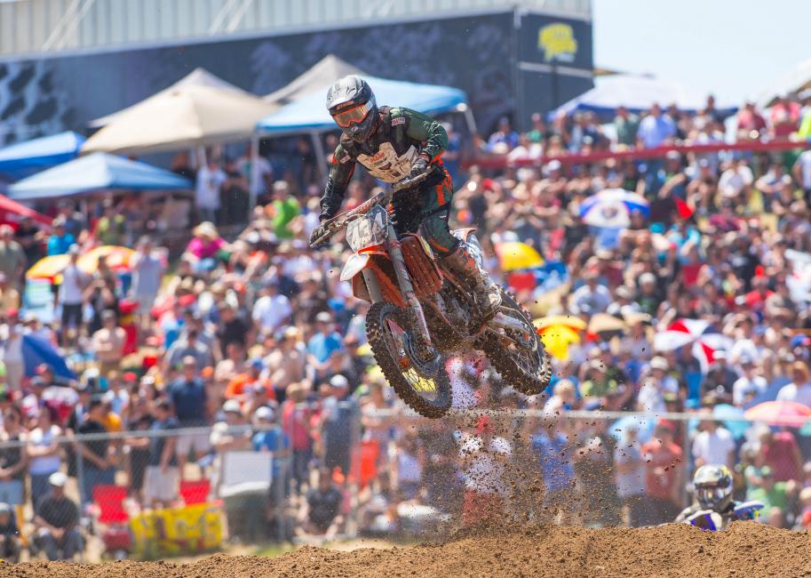 Daniel Baker pulled a top-fifteen finish in his first pro moto. 