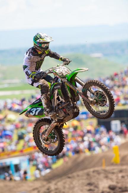 Joey Savatgy was fast but had to charge back to seventh after crashing in the first moto. He got wrapped up in a crash in the first turn of the second moto and only made it a few laps before pulling out.