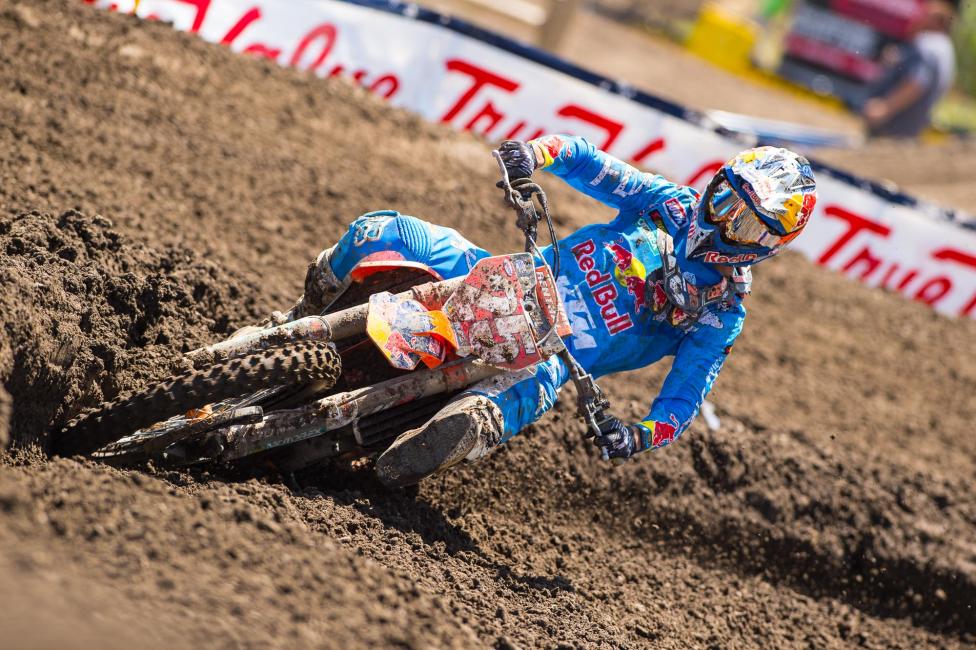 Musquin was fast at Thunder Valley, but thanks to a big crash in the first moto he won't be sporting that red number plate next weekend.