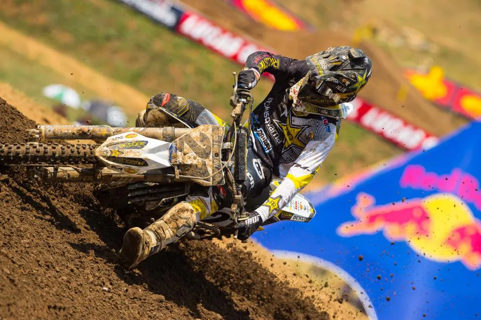 Jason Anderson had an unbelievable come-from-behind ride in the second moto to grab the last spot on the podium. Photo: Cudby