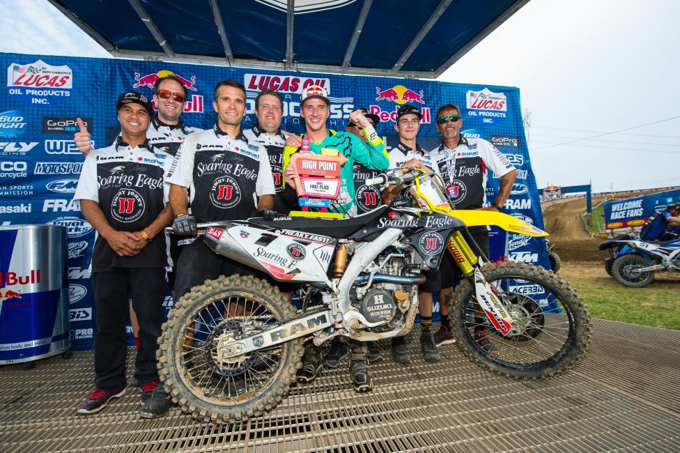 Ken Roczen won his first overall of the season after holding off Dungey in the second moto. 