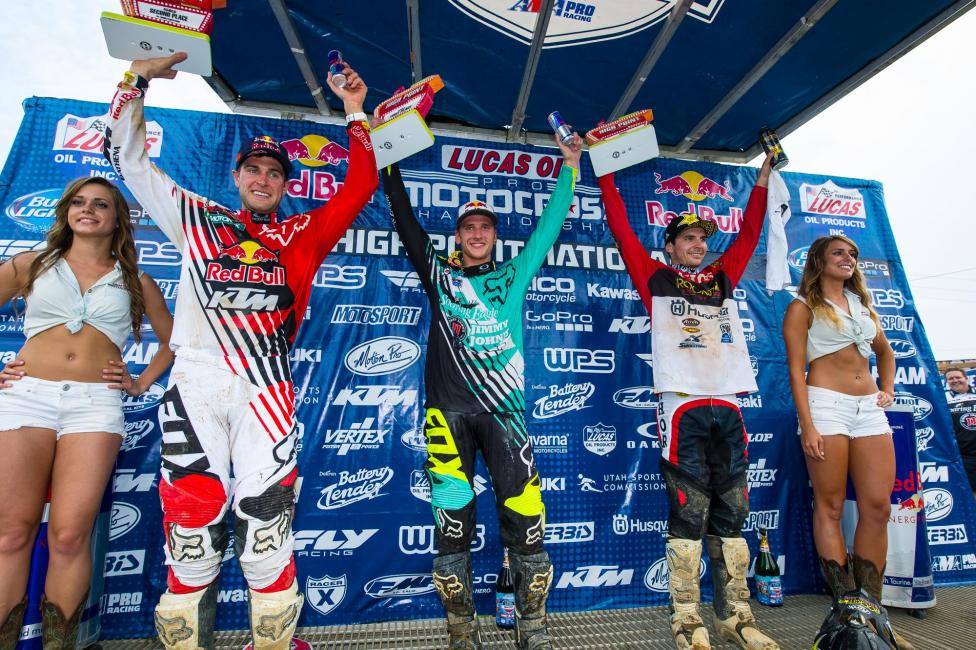 Dungey, Roczen and Anderson on the 450 podium.