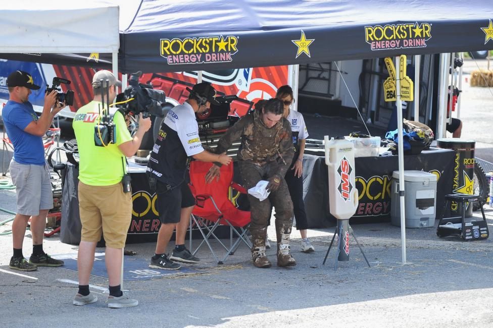 Some bad luck struck Sipes, injurying his knee and ultimately ending his race day.