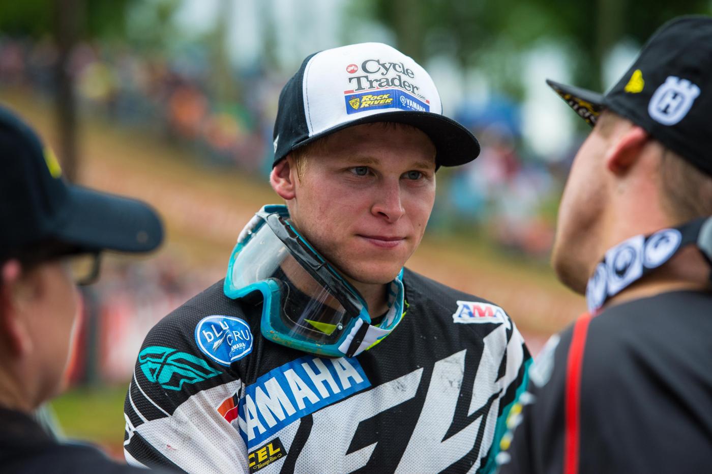 The one time Martin had goggles in the motos.