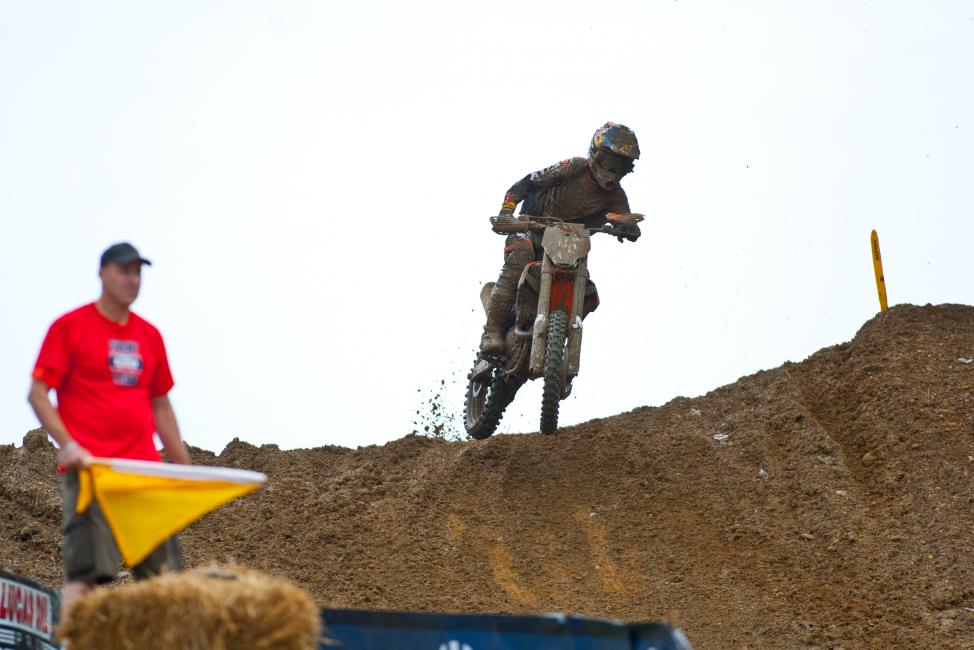 The mud bested Ryan Dungey in the second moto.