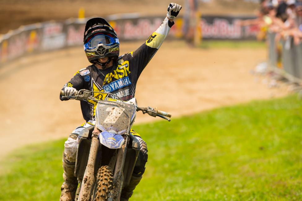 Jeremy Martin celebrates his 1-1 day at RedBud.
