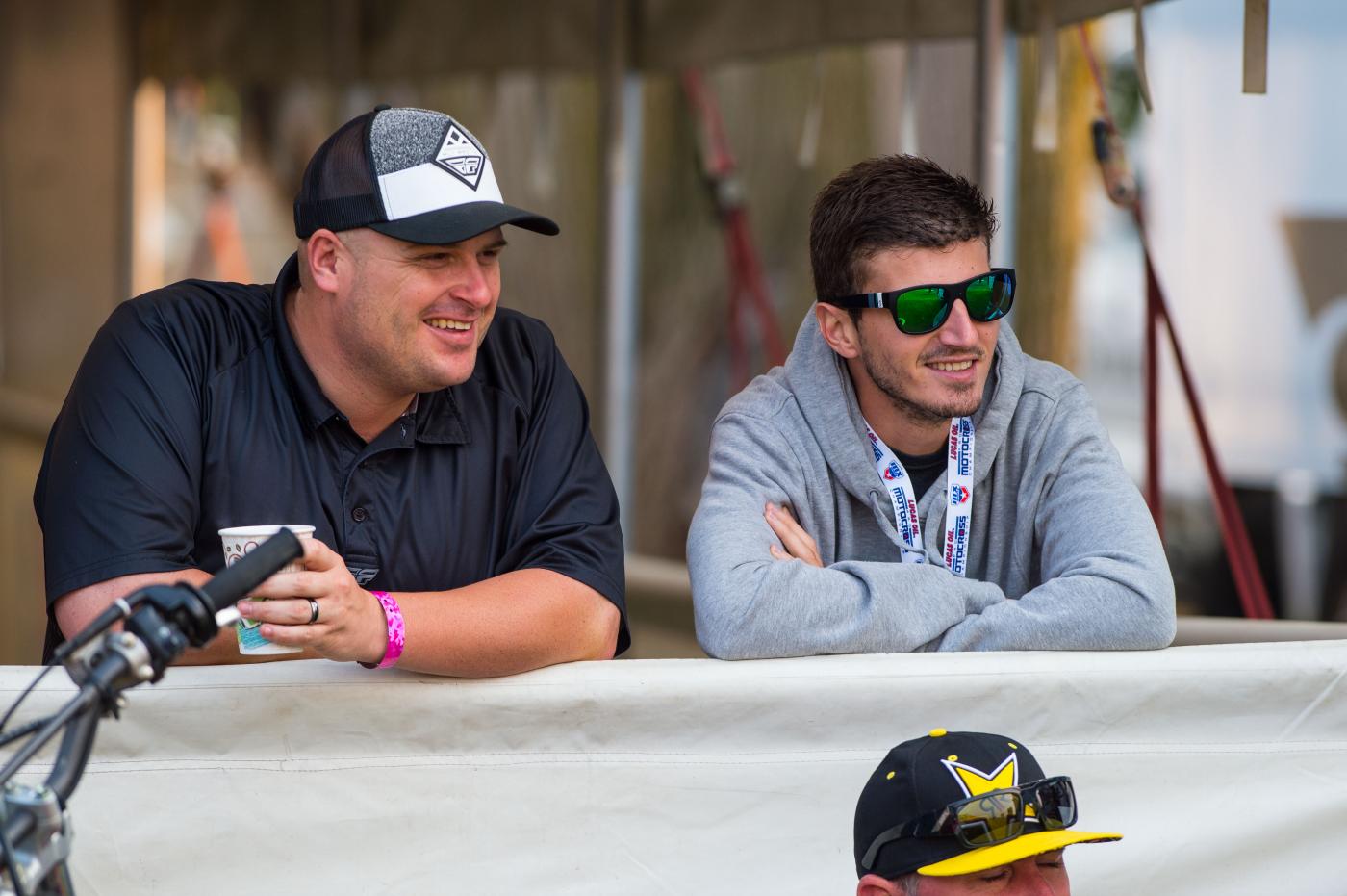 Pourcel (left) chats with Max from Fly Racing.