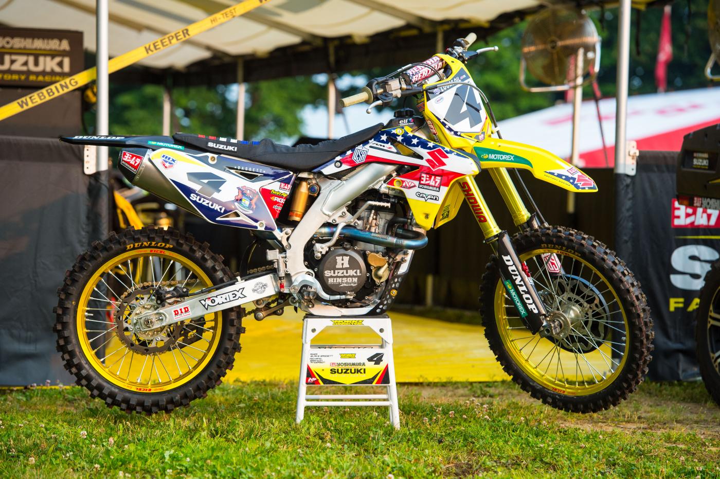 Baggett's bike was decked out in red, white and blue.