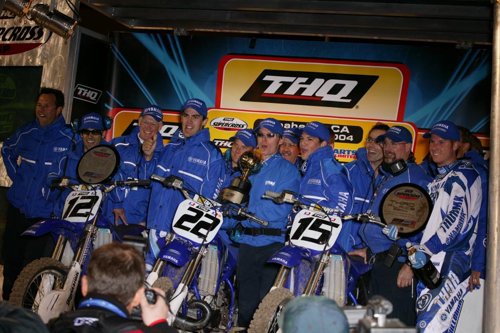 Yamaha dominated the podium at Anaheim 1 in 2004.