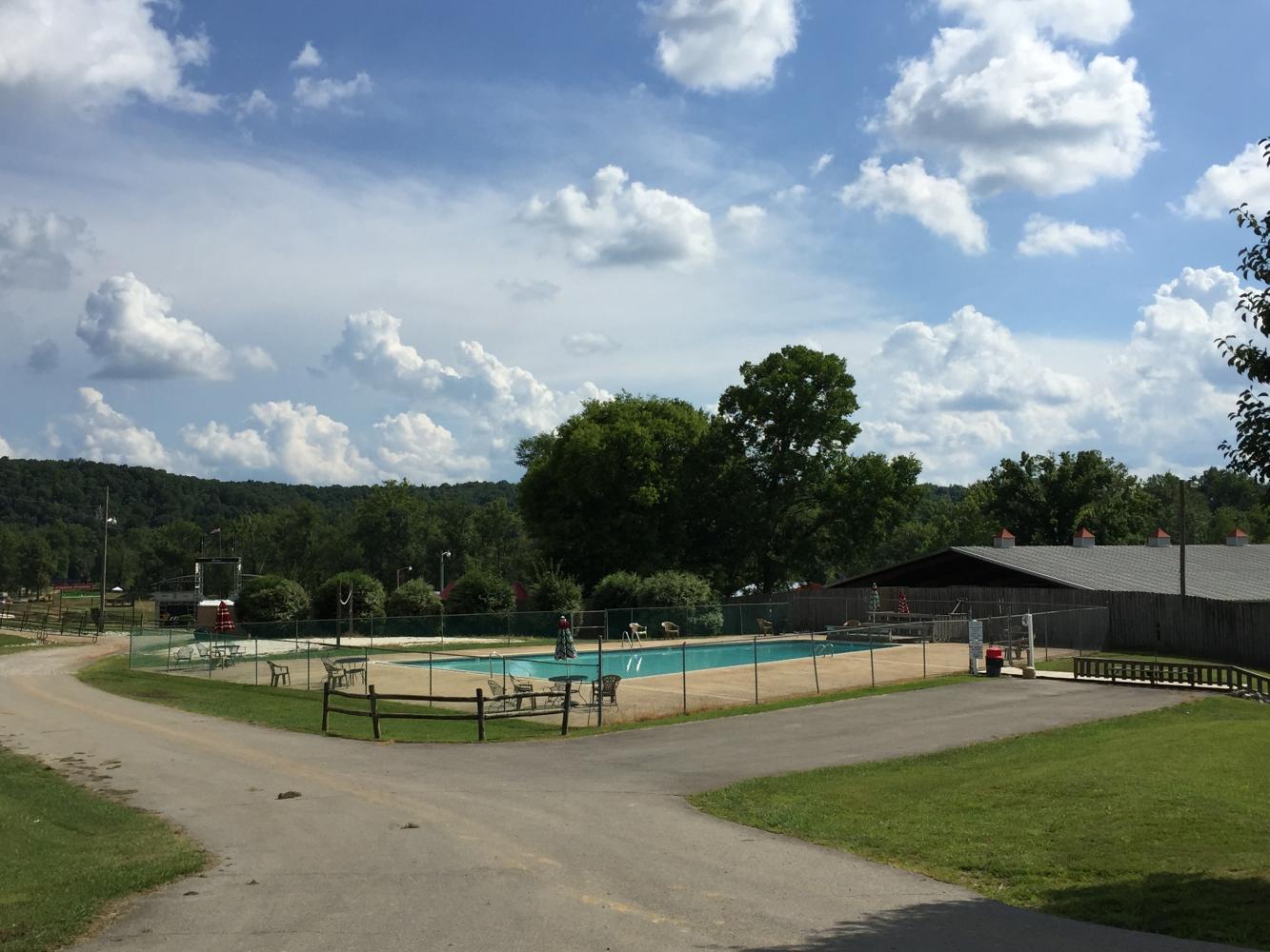 The swimming pool won't be this empty again; it opens today.