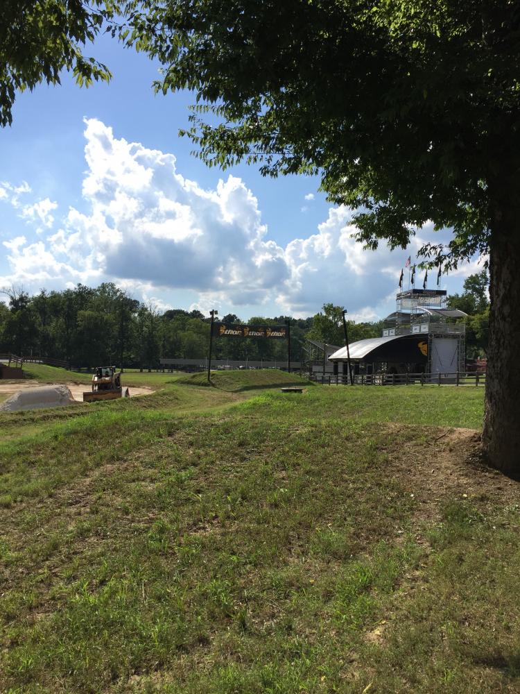 View from the bleachers next to the road, right before the finish line.
