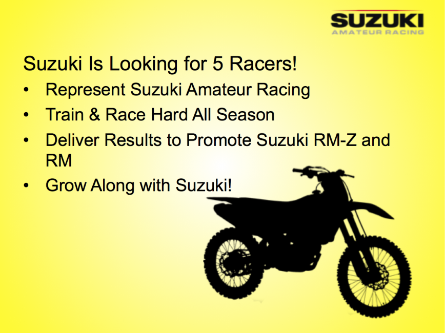 Suzuki is back in the amateur business.