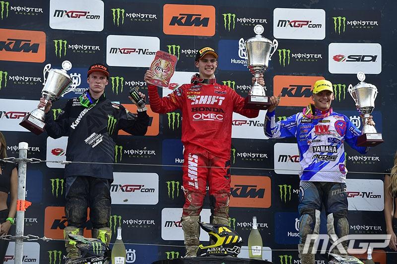 Tim Gajser won the overall in MX2, with Max Anstie and Brent Van Doninck rounding out the podium.