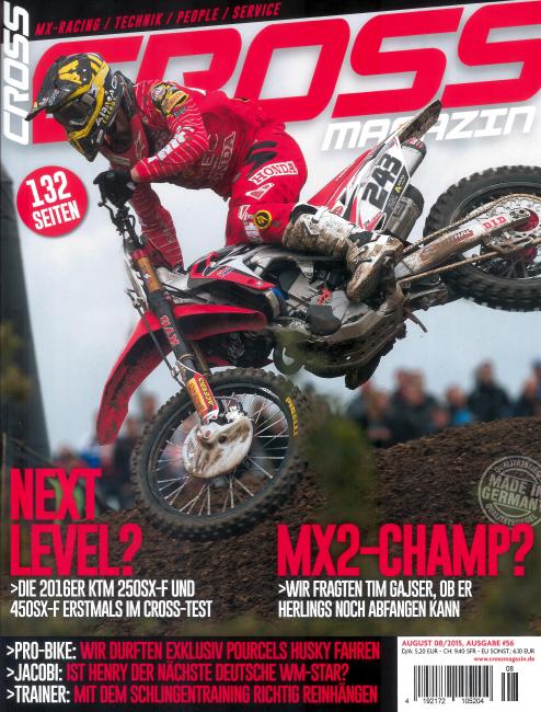 Tim Gajser, shown here on the cover of Germany’s CROSS Magazine, now wears the red plate in MX2.