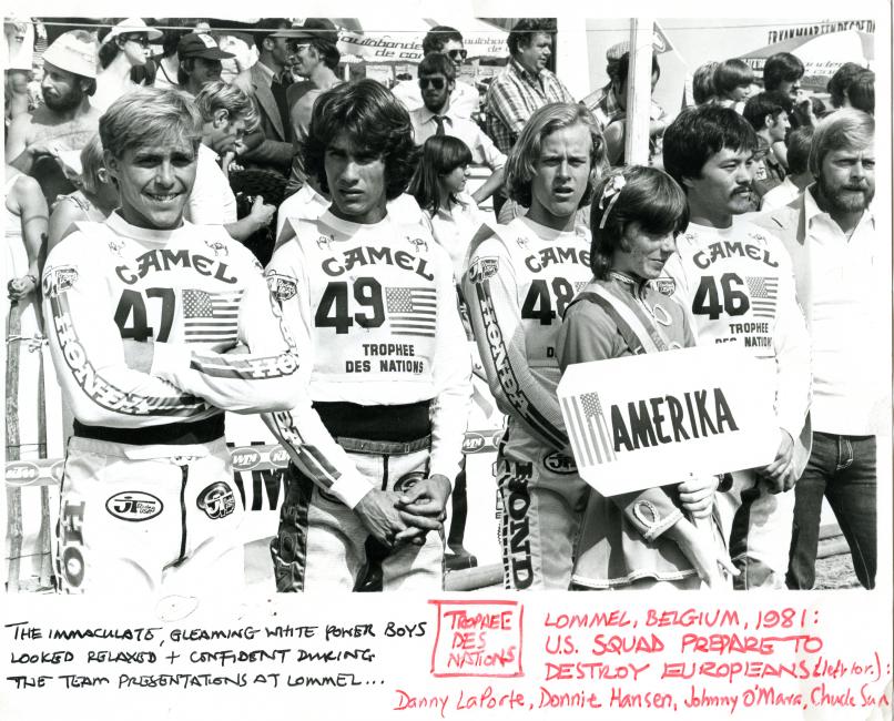 Danny LaPorte, Donnie Hansen, Johnny O’Mara, and Chuck Sun before Lommel, Belgium.