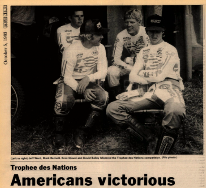Cycle News archive pic of Team USA and the Trophee des Nations headline.