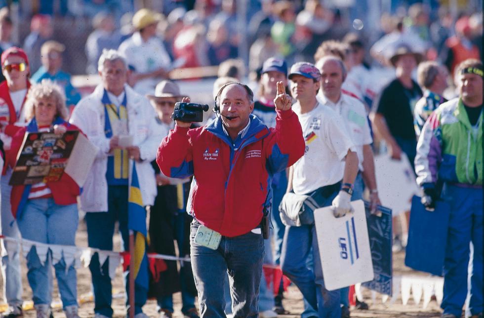Team USA manager Roy Janson signals to Liles and LaRocco that their last-moto heroics were enough for a twelfth straight Motocross des Nations win for Team USA.