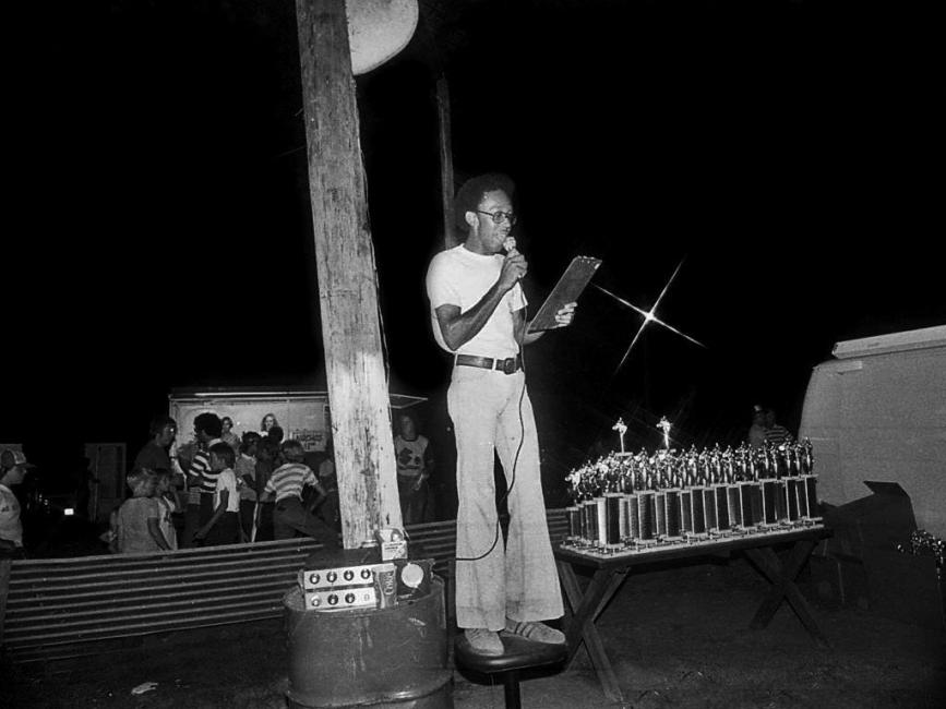 Lynn Nickerson at Mosier Valley night races in 1977.