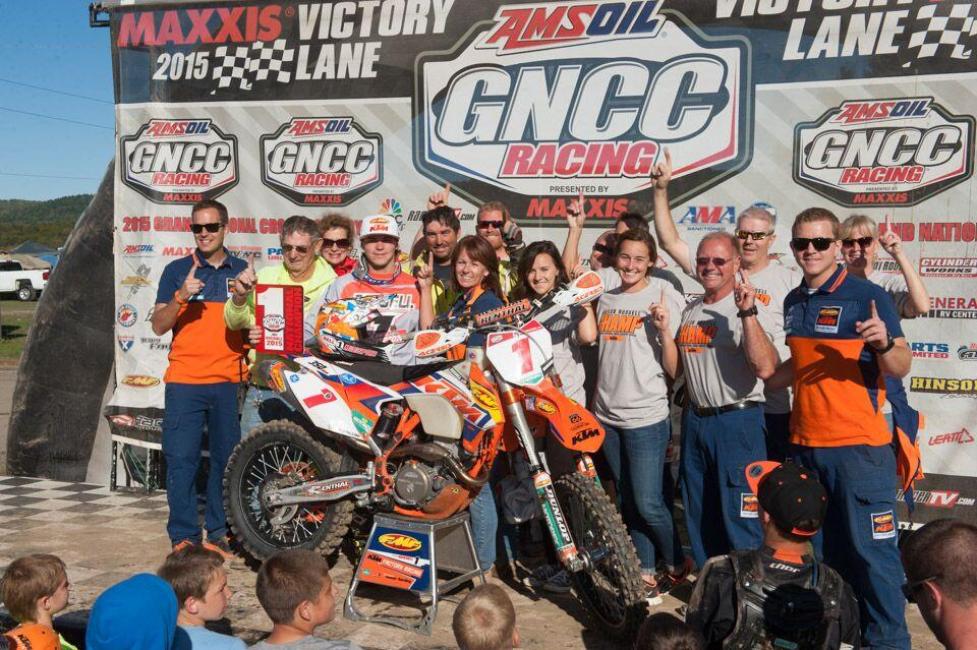Kailub Russell claims third consecutive GNCC National Championship.